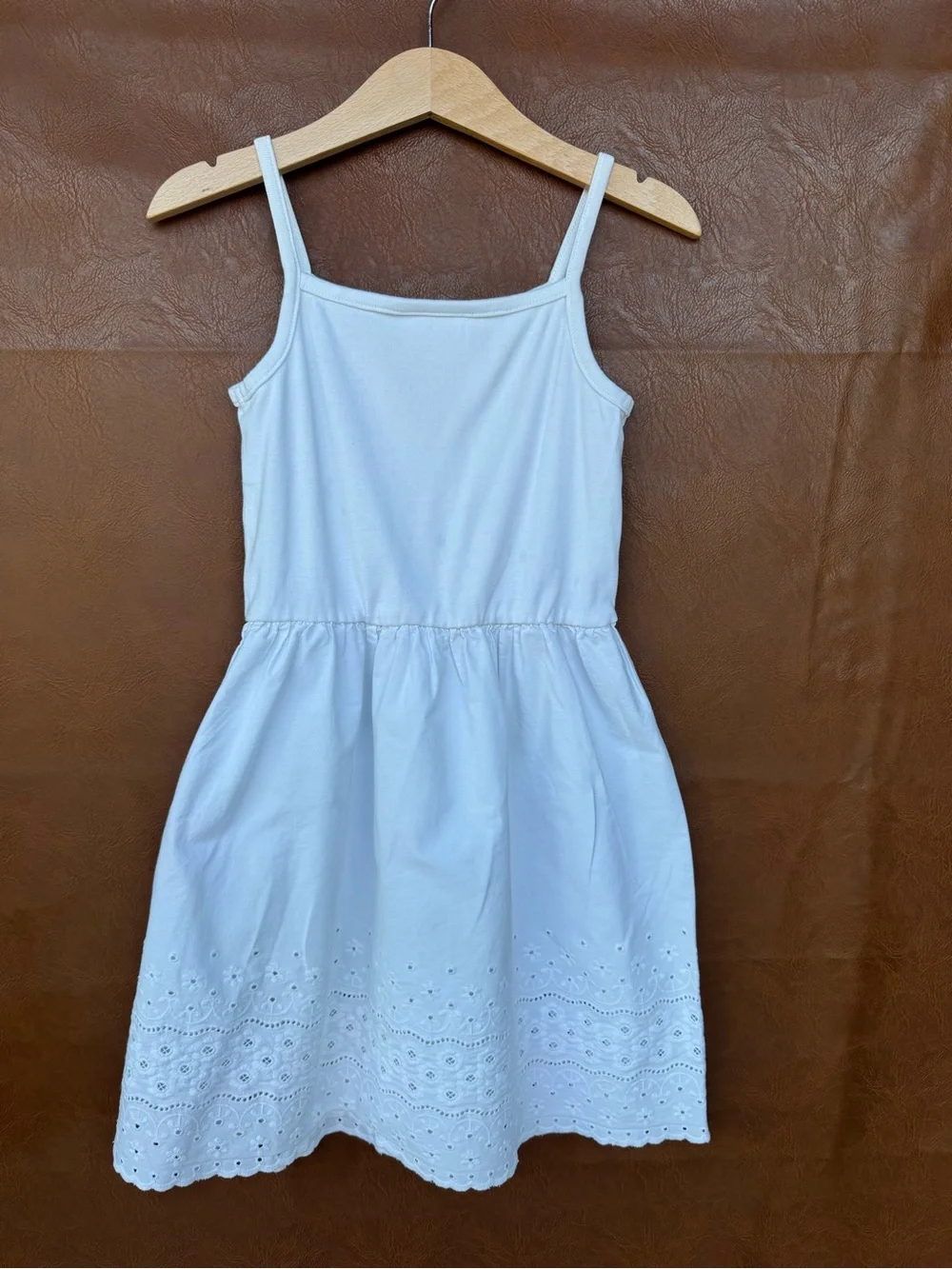 Hanna Andersson Girls White Eyelet Sundress Dress Size 5 110 Cotton Summer